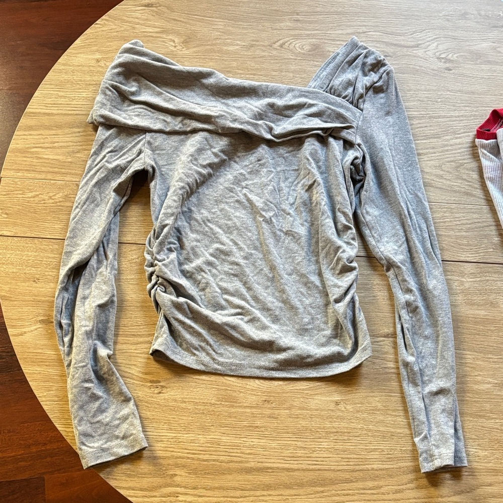 Gray Off-Shoulder Women's Top